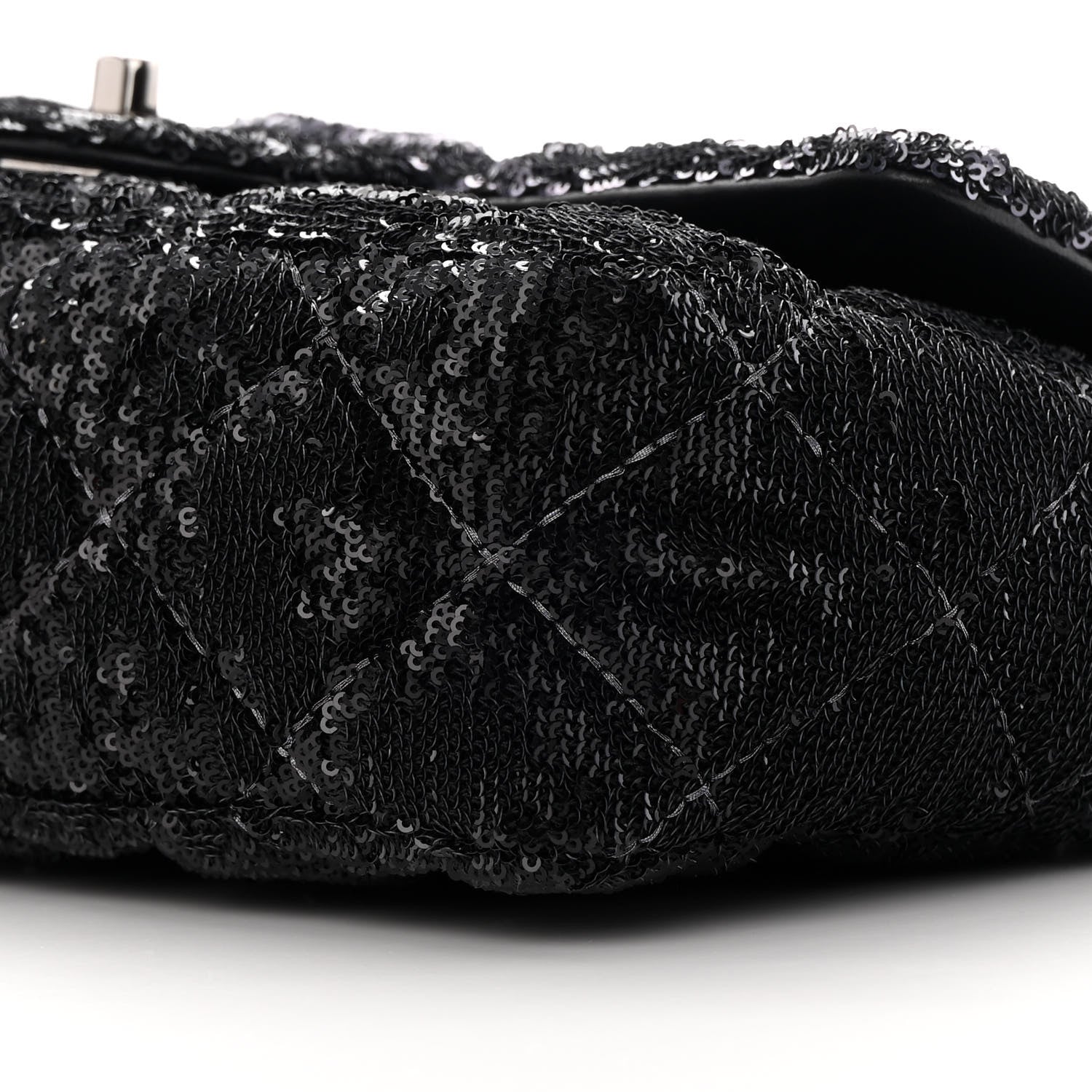 Chanel Sequin Quilted Ombre Medium Flap Black Silver 10 of 12