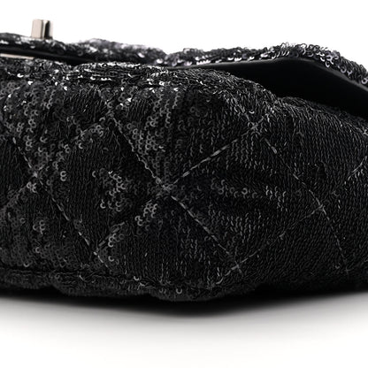 Chanel Sequin Quilted Ombre Medium Flap Black Silver 10 of 12