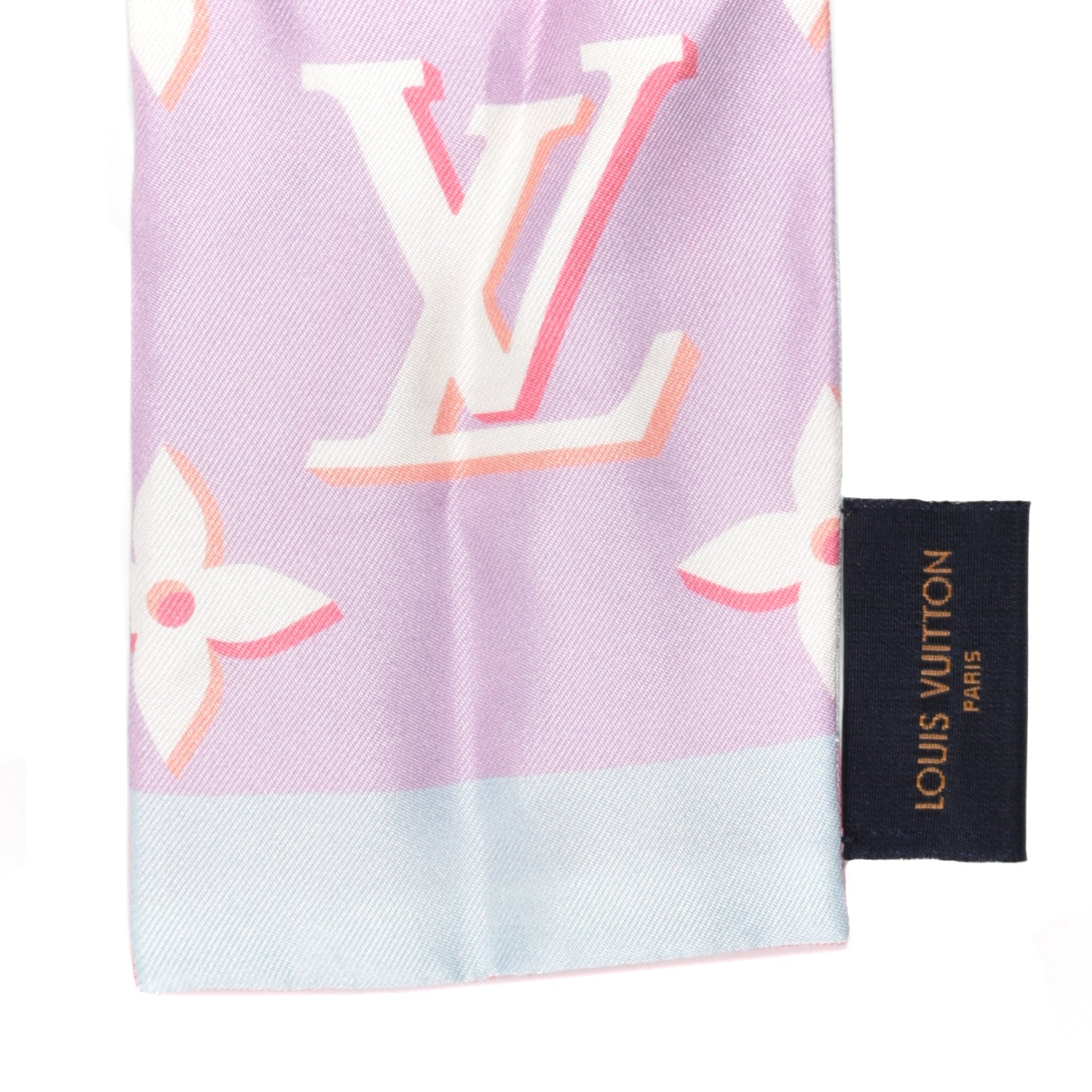 Louis Vuitton Silk Monogram Escale Confidential Bandeau Blue Pink 4 of 4