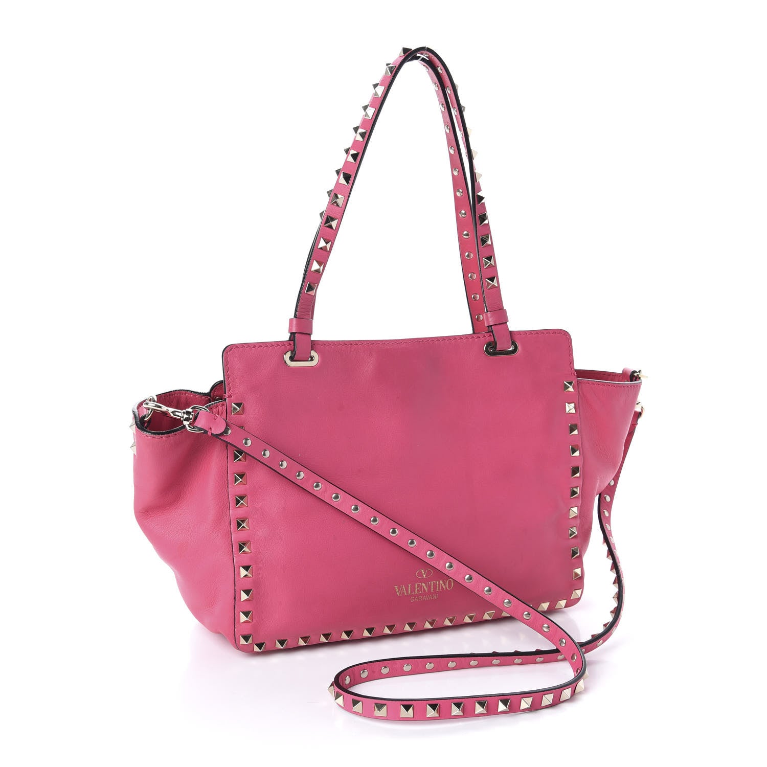 Valentino Garavani Vitello Small Rockstud Tote Deep Cyclamin 3 of 10