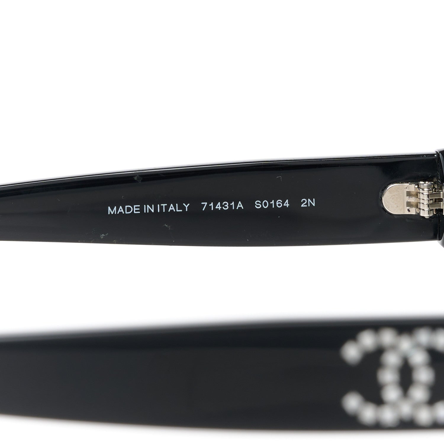 Chanel Acetate Crystal CC Shield Sunglasses 71431A Black Silver 5 of 8