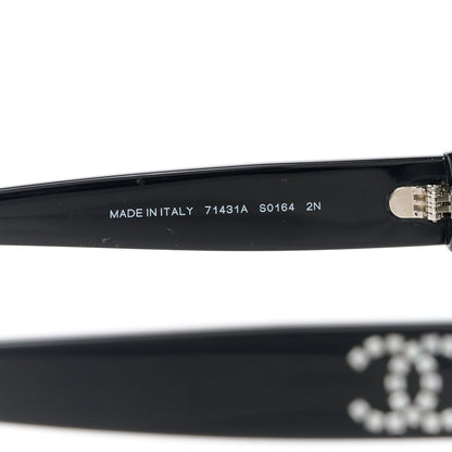 Chanel Acetate Crystal CC Shield Sunglasses 71431A Black Silver 5 of 8