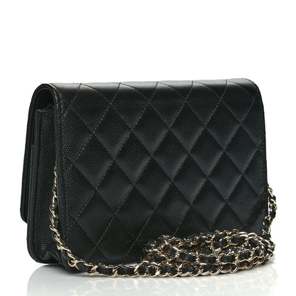 Chanel Caviar Quilted Crystal CC Wallet On Chain WOC Black 3 of 11