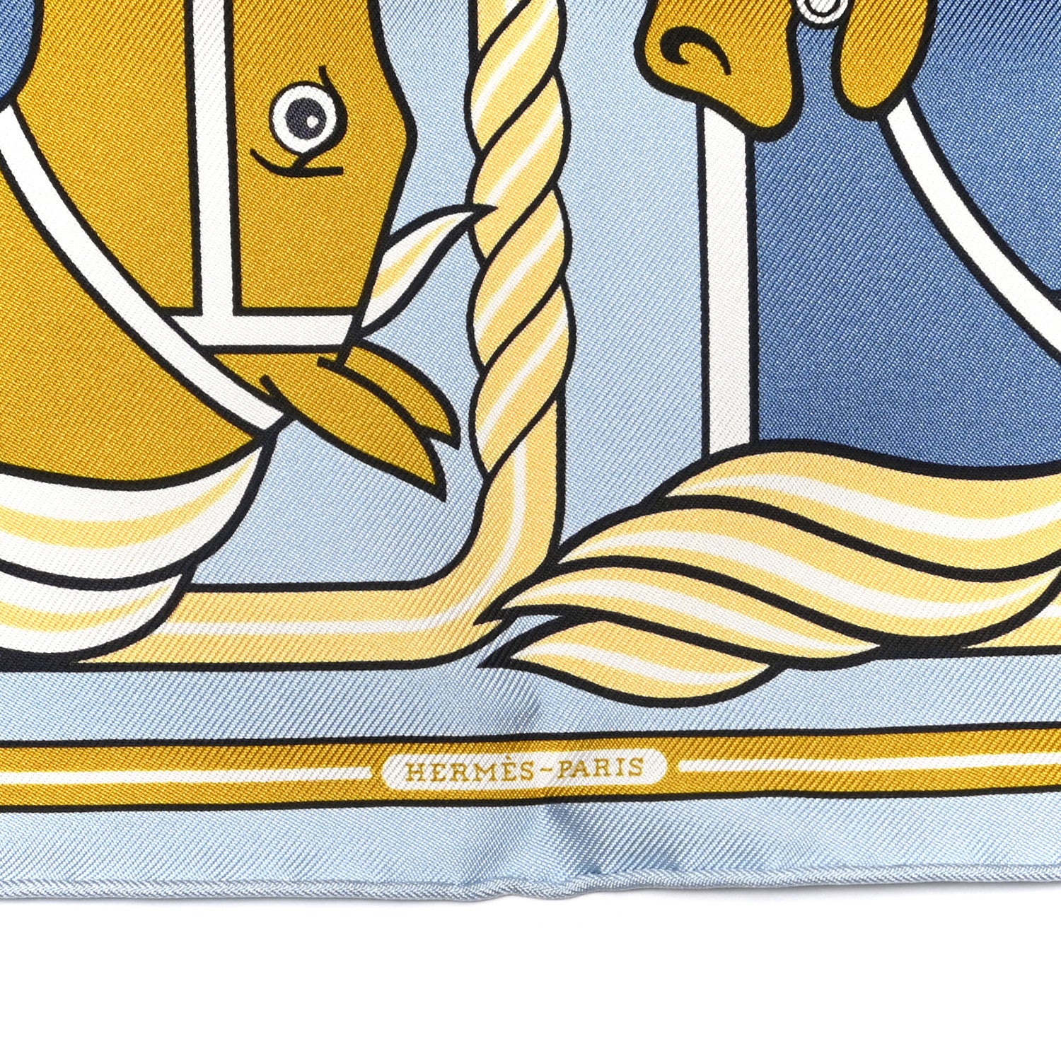 Hermes Silk Quadrige II Nano Scarf 20 Bleu Ciel Gold Bleu Jean 2 of 4