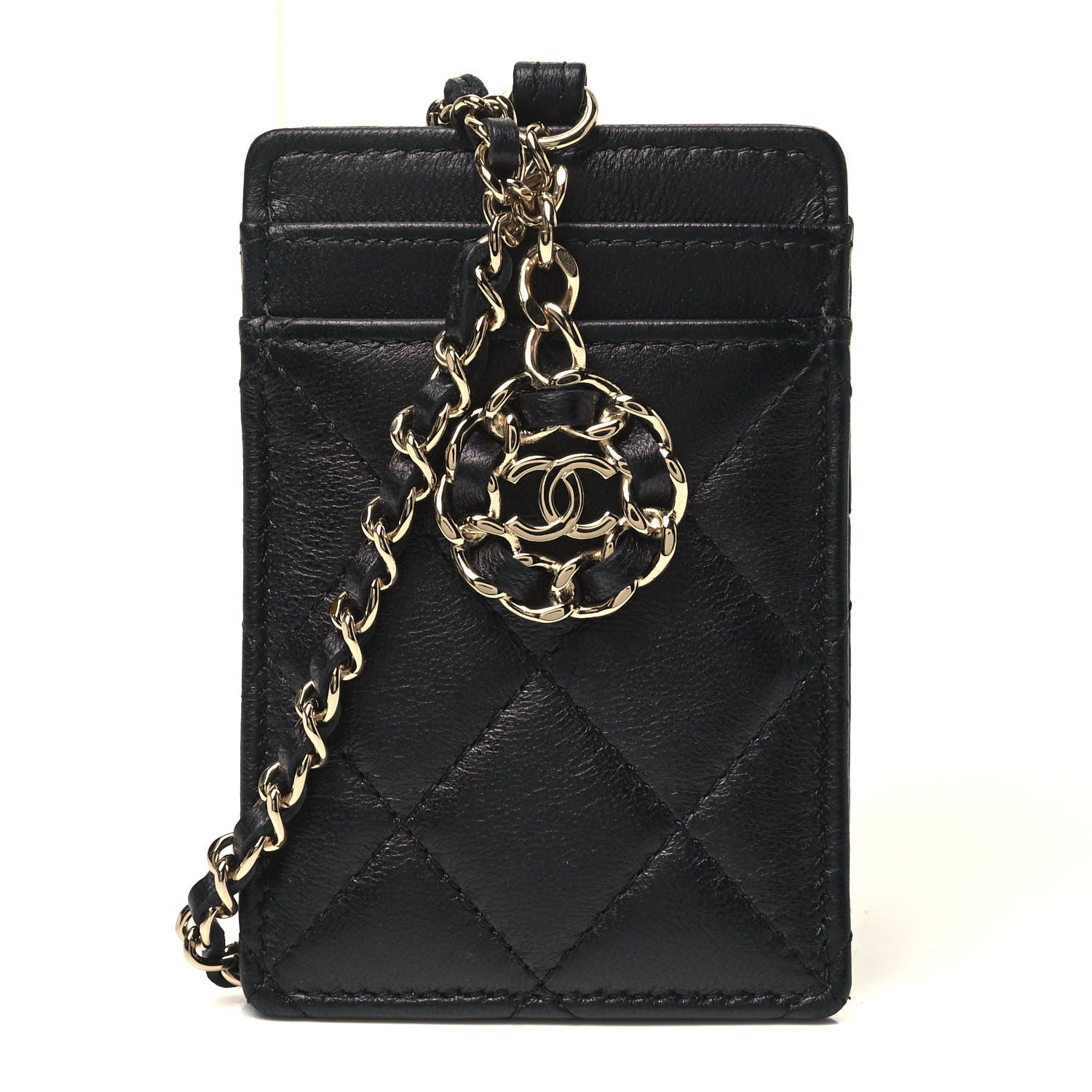 Chanel Lambskin Quilted Card Holder On Chain Black 1 of 5