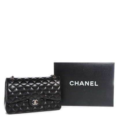 Chanel Lambskin Quilted Jumbo Double Flap Black 10 of 10