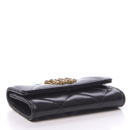 Chanel Shiny Goatskin Quilted 19 Flap Card Holder Black 4 of 9