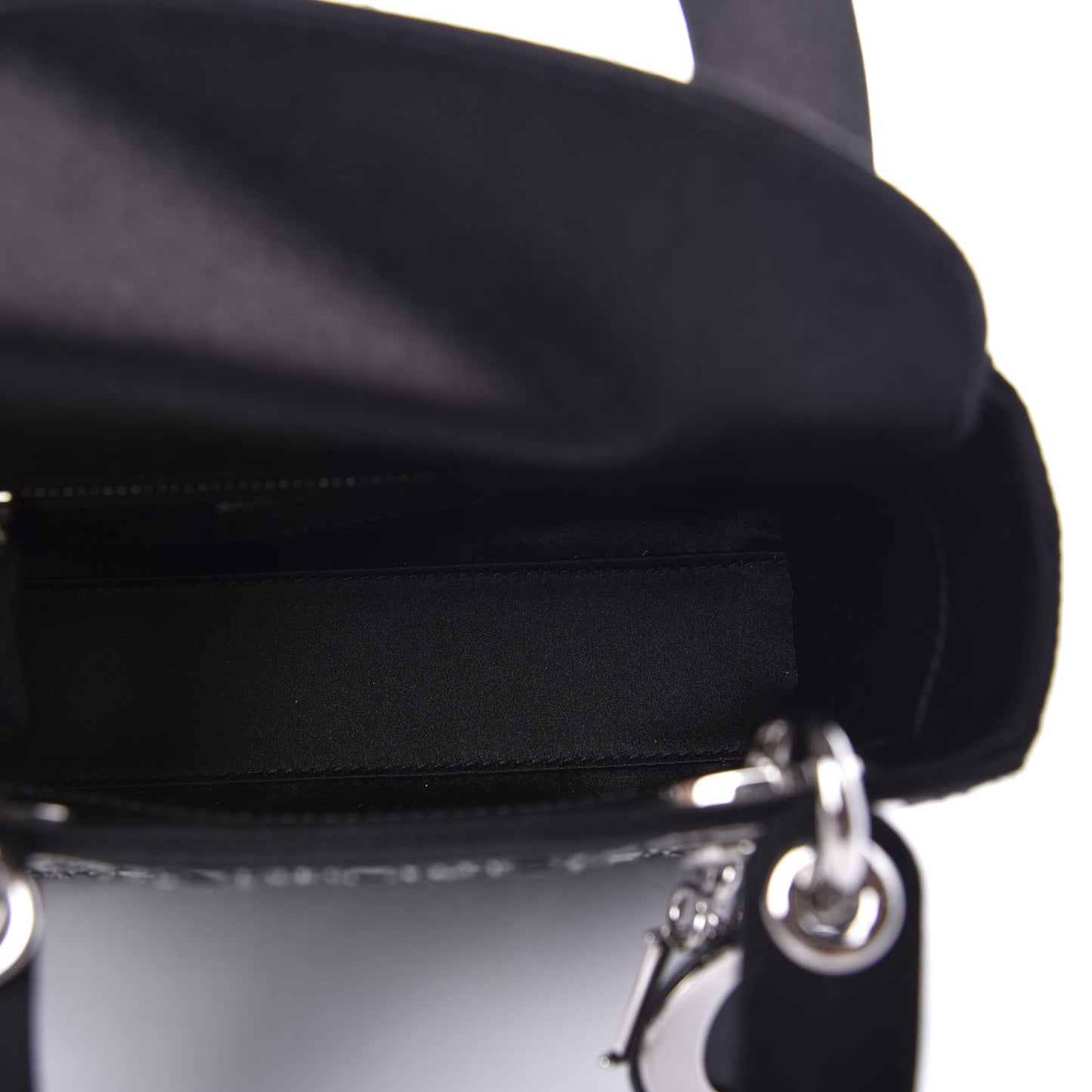 Satin Crystal Cannage Mini Lady Dior Black