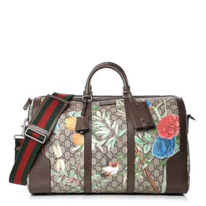 Gucci GG Supreme Monogram Tian Web Medium Duffle Beige Multicolor New Acero 1 of 17