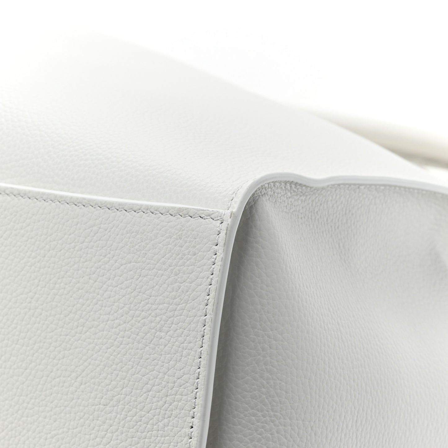 Grained Calfskin Neo Classic Silver Hardware Large Top Handle Bag White