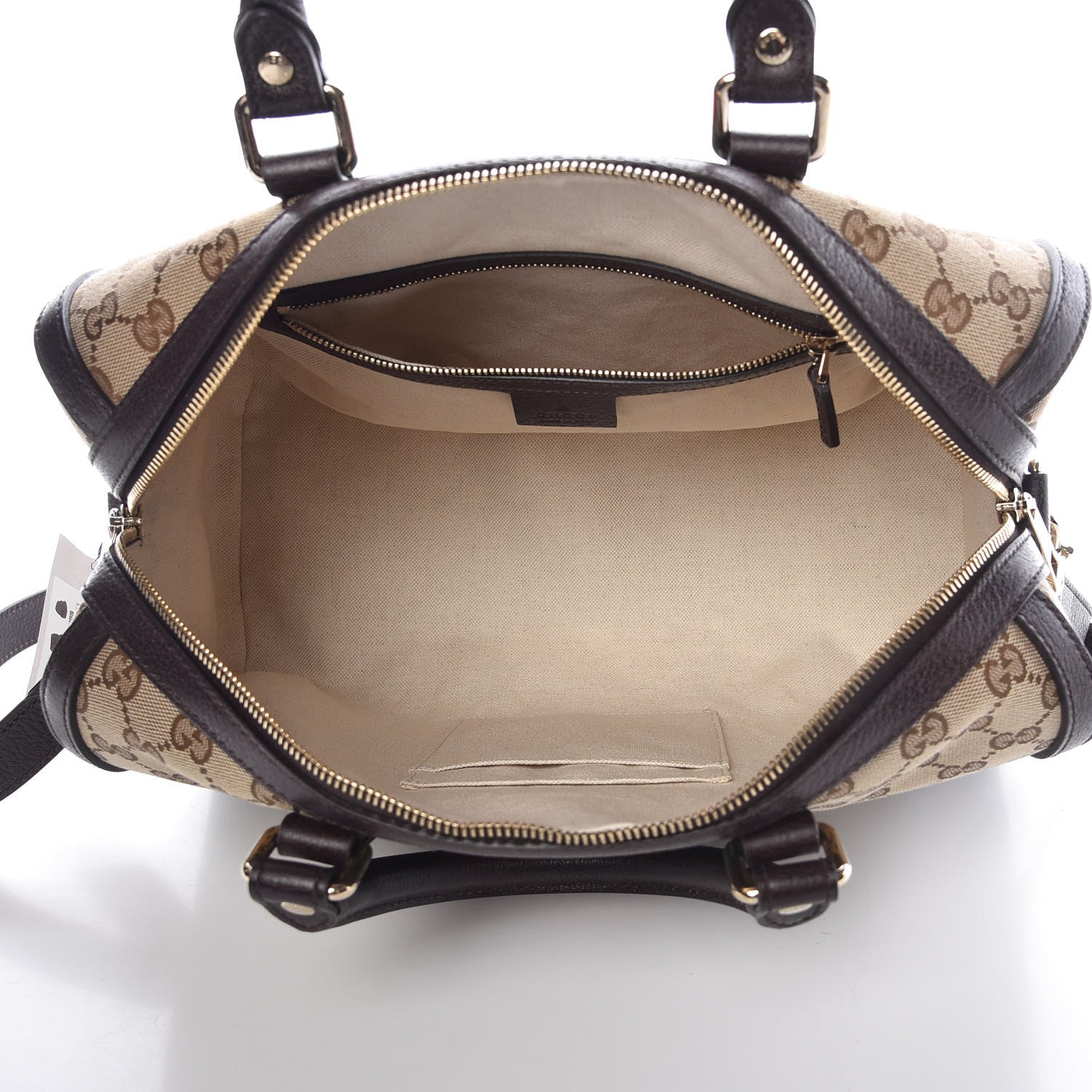 Gucci Monogram Vintage Web Medium Webby Bee Boston Dark Brown 7 of 9