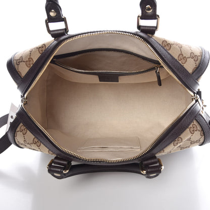Gucci Monogram Vintage Web Medium Webby Bee Boston Dark Brown 7 of 9