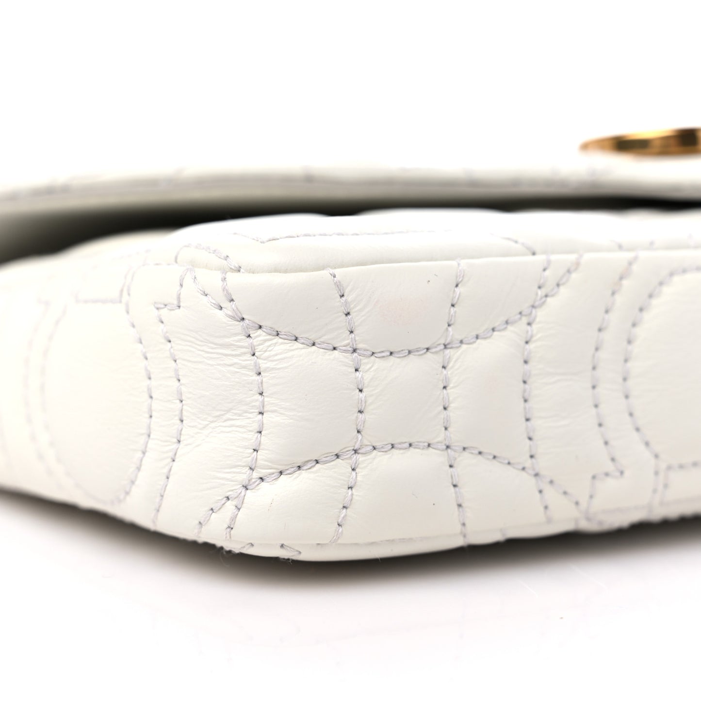Calfskin Quilted Gancini Mini Bag White