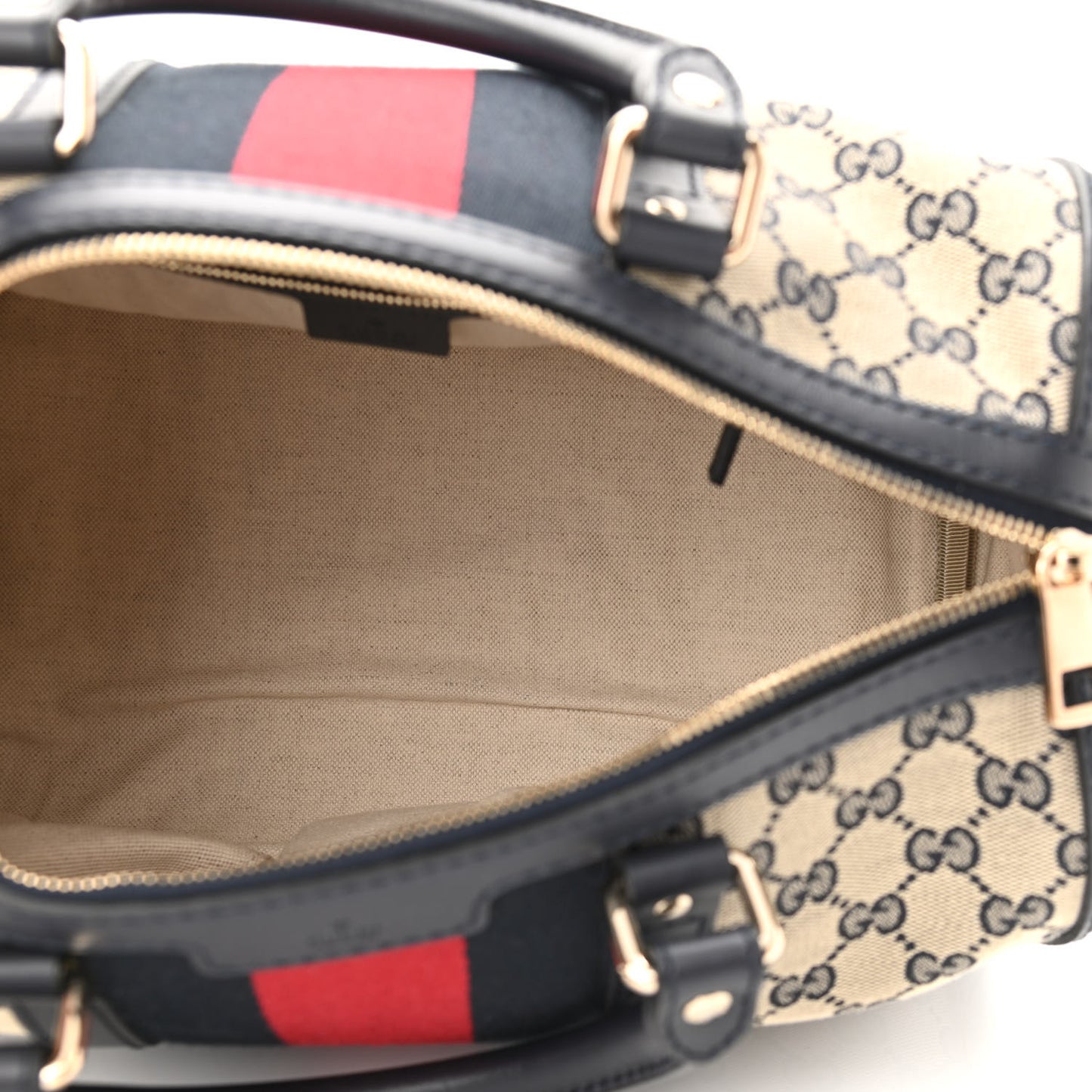 Monogram Selleria Calfskin Vintage Web Medium Boston Beige Blue