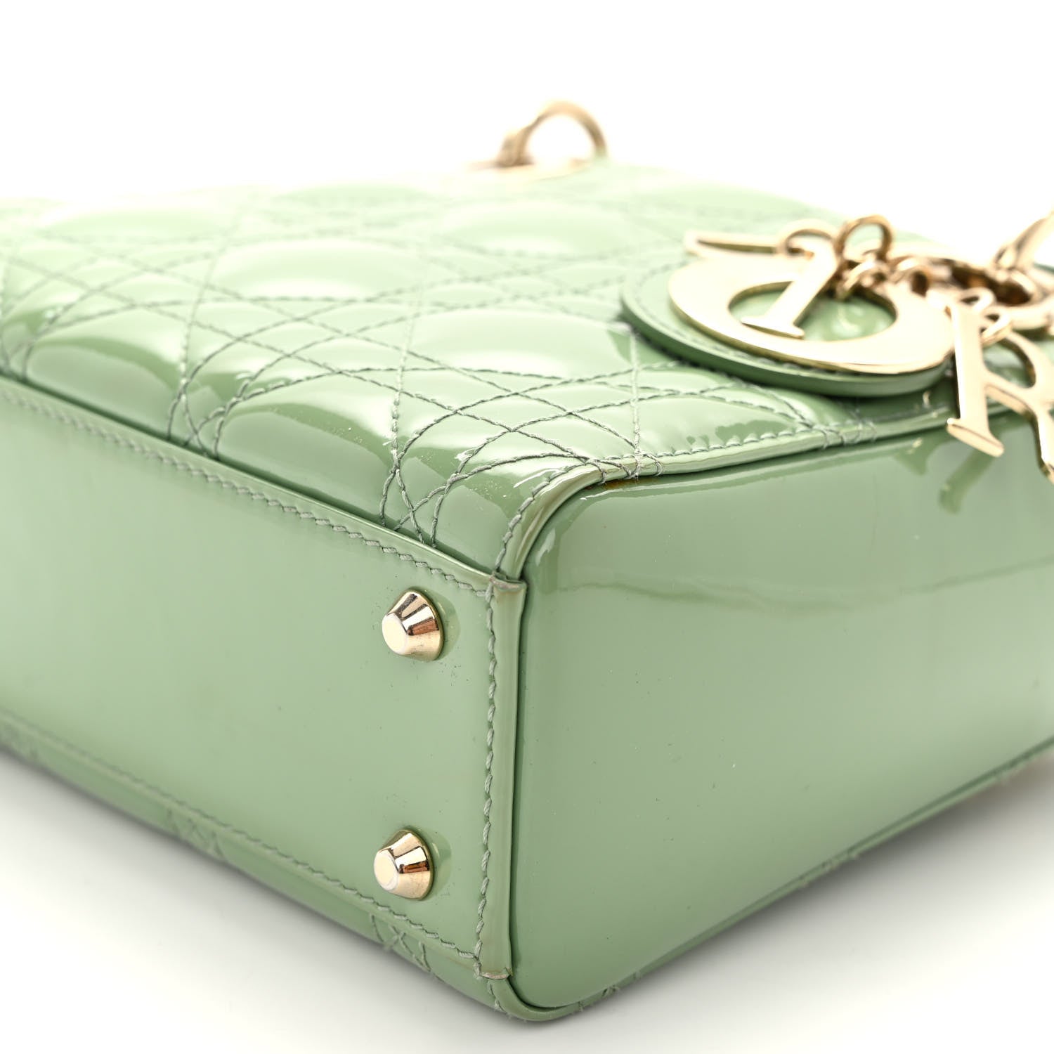 Christian Dior Patent Cannage Mini Lady Dior Mint Green 9 of 10
