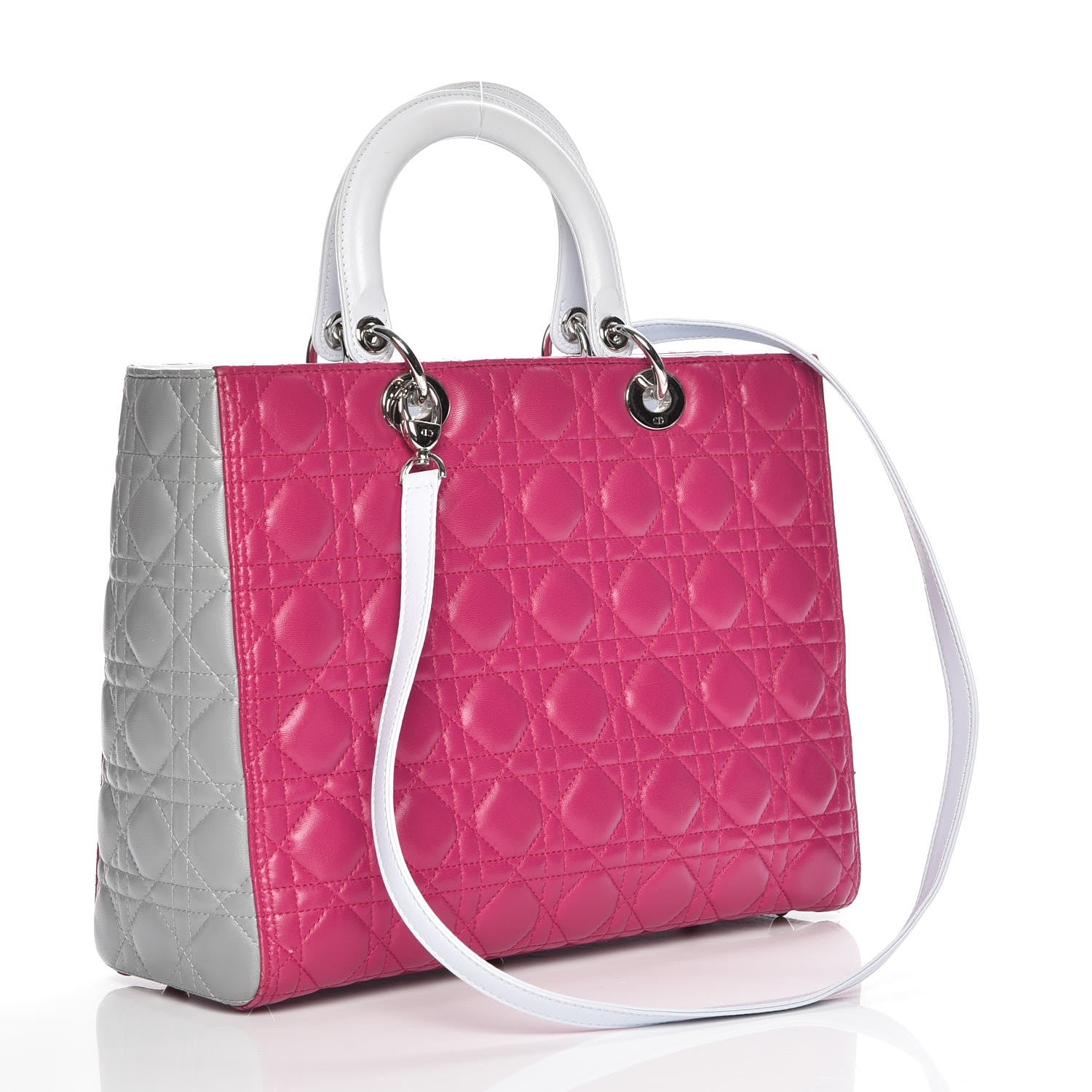 Christian Dior Lambskin Cannage Large Tri-Color Lady Dior Toxic Purple Grey Light Blue 4 of 8
