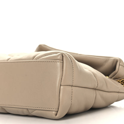 Saint Laurent Lambskin Quilted Toy Loulou Puffer Monogram Chain Satchel Dark Beige 10 of 10