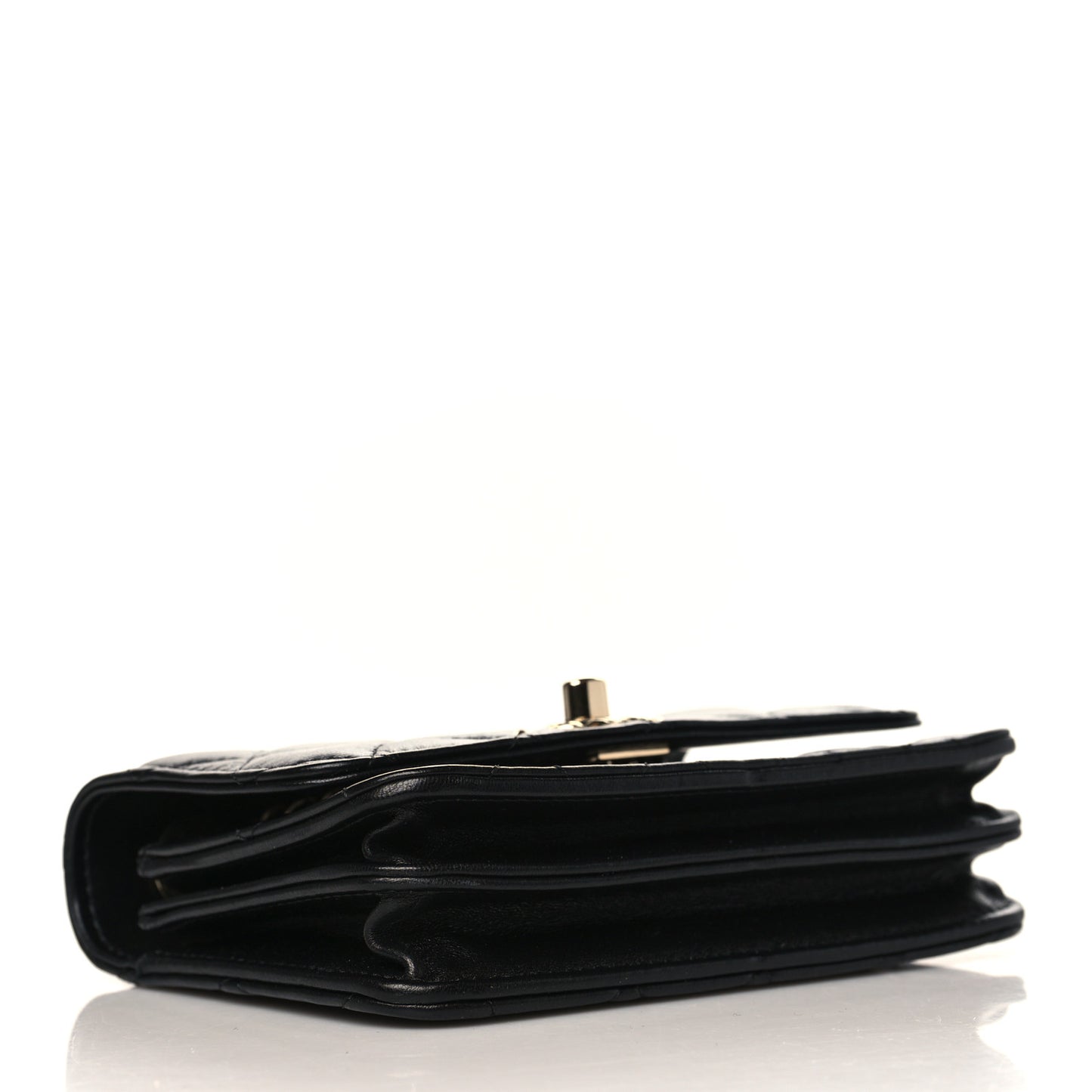 Lambskin Quilted Mini Trendy CC Wallet On Chain WOC Black