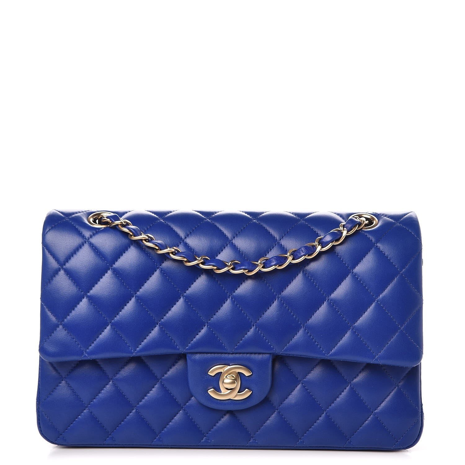 Chanel Lambskin Quilted Medium Double Flap Dark Blue 1 of 10