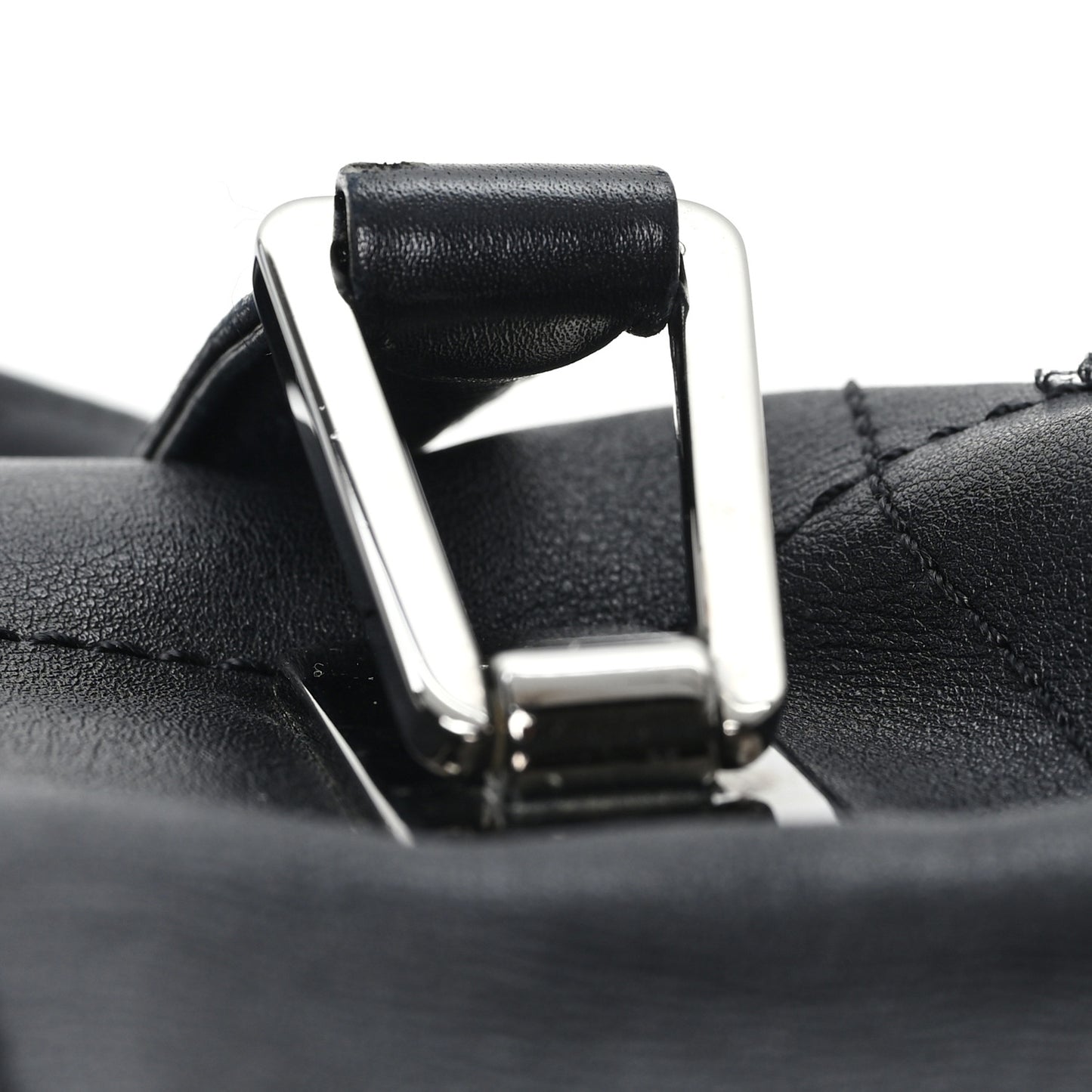 Lambskin Square Stitched Large Tote  Black