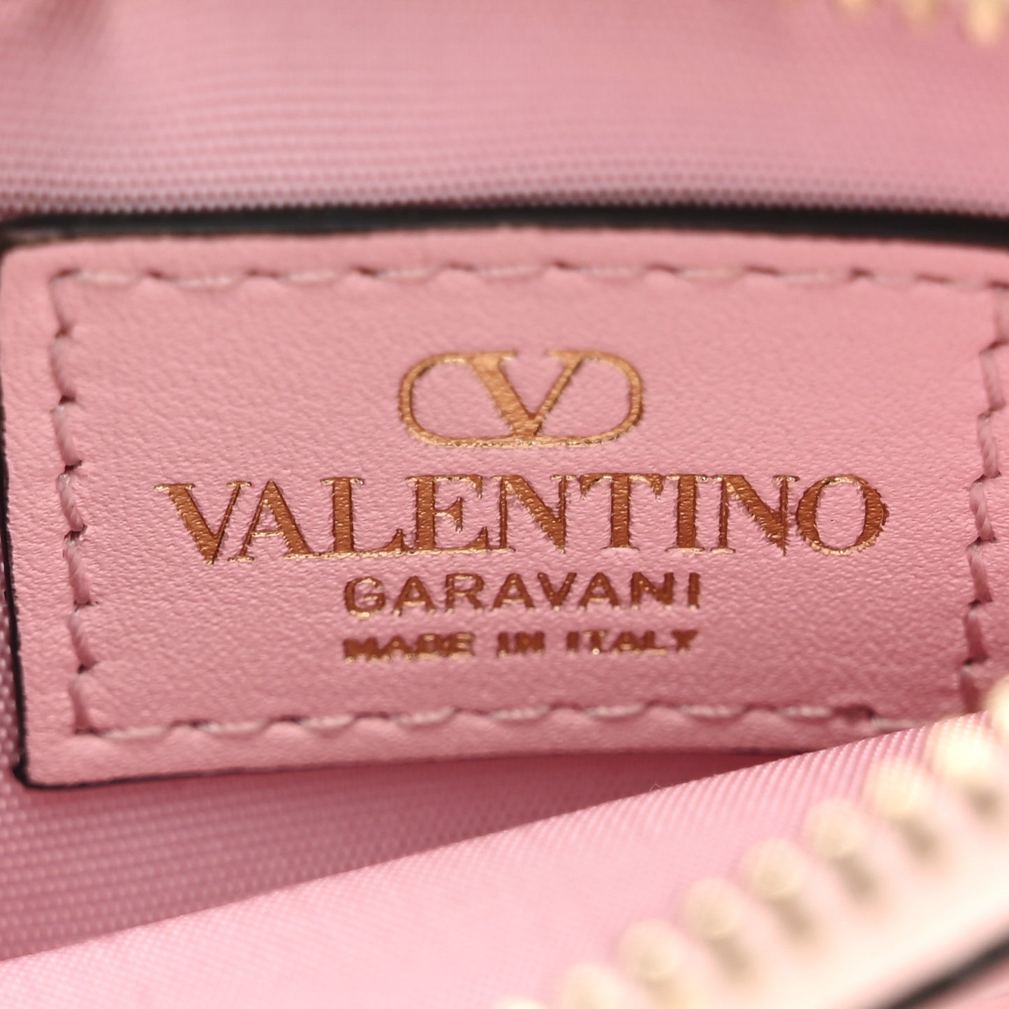 Vitello Rockstud Card Holder With Zipper Light Pink