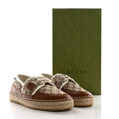 Gucci GG Monogram Mens Espadrille Loafers 9 Beige Ebony Mystic White 9 of 9