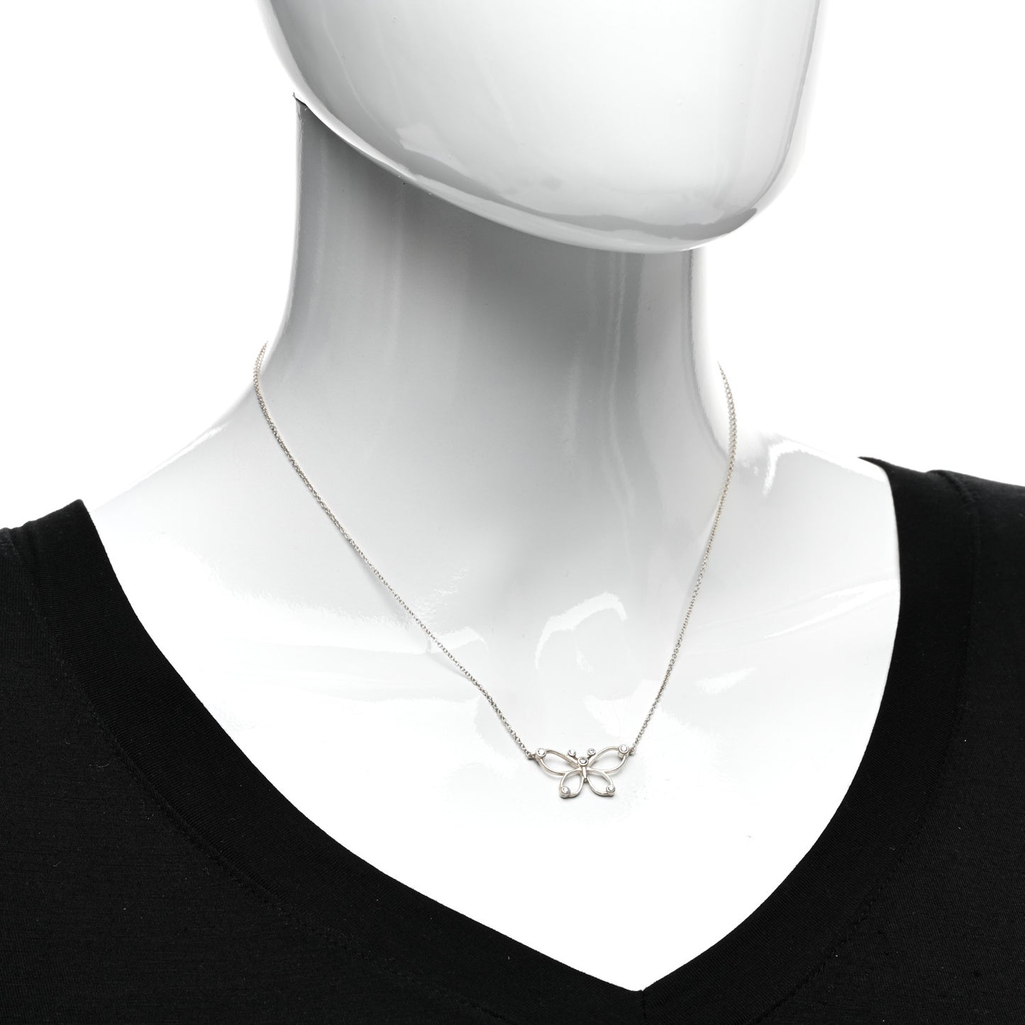 Sterling Silver Diamond Butterfly Pendant Necklace