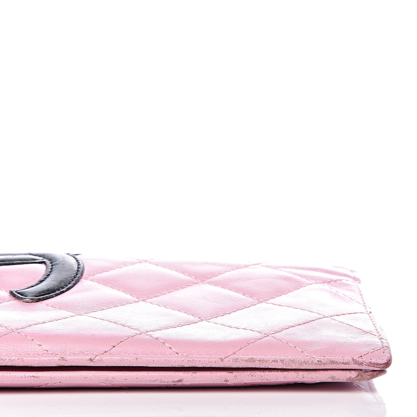 Calfskin Quilted Cambon Yen Wallet Pink