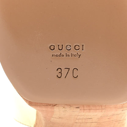 Gucci Miroir Calfskin Grease Cork Slingback Platform High Heel Sandals 37 Platino 7 of 11