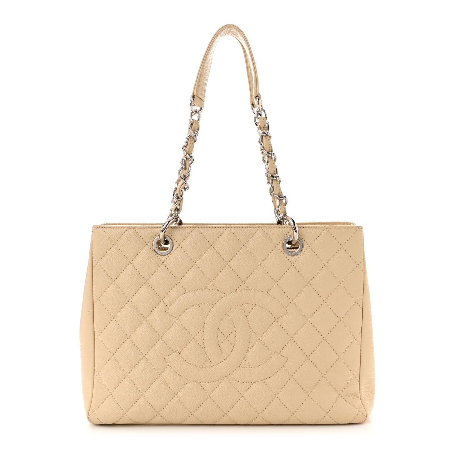 Caviar Quilted Grand Shopping Tote GST Beige Clair