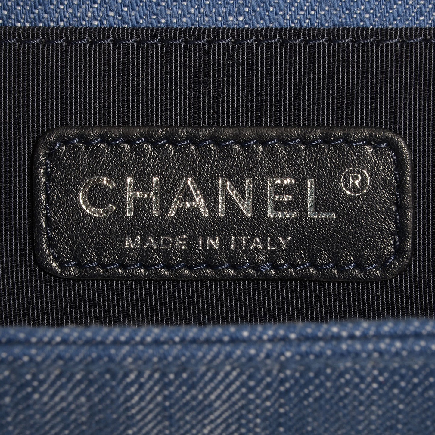 Denim Chevron Medium Boy Flap Light Blue