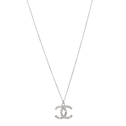 Chanel Baguette Crystal CC Necklace Silver 1 of 5