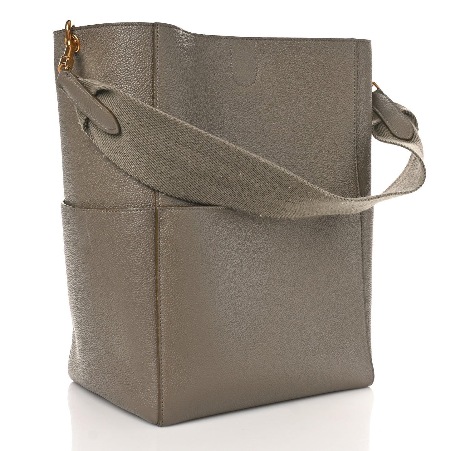 Soft Grained Calfskin Sangle Bucket Bag Taupe