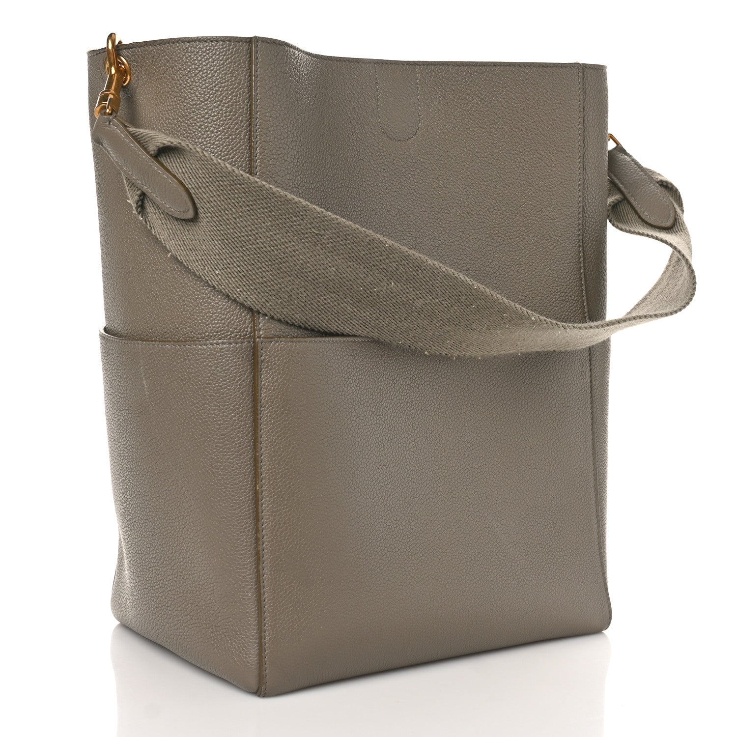 Celine Soft Grained Calfskin Sangle Bucket Bag Taupe 2 of 11