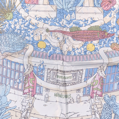 Hermes Vintage Silk Ex Libris Atlantis Scarf 70 Bleu Ciel Rose Jaune 2 of 3