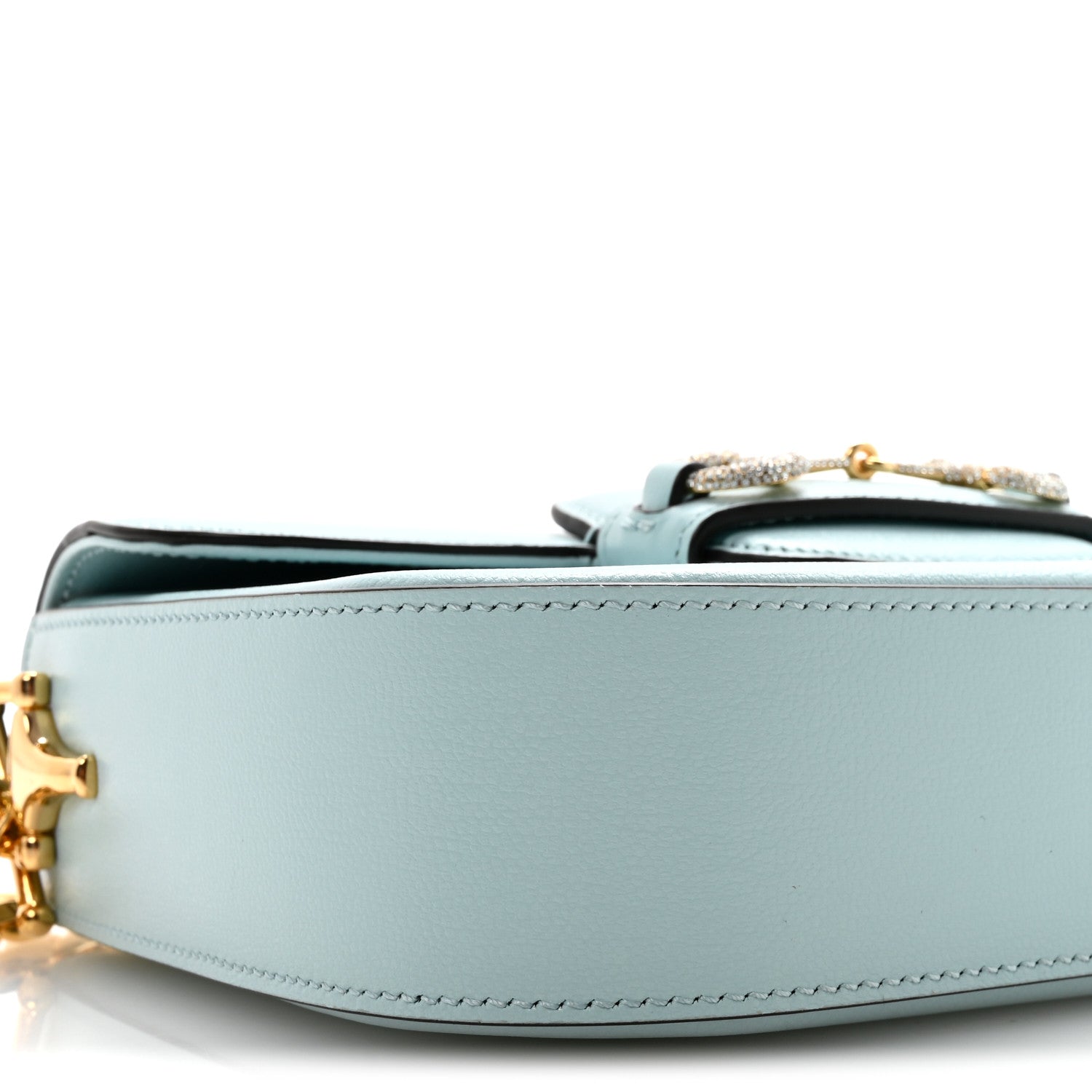 Gucci Azalea Calfskin Crystal GG Monogram Mini Horsebit 1955 Shoulder Bag Light Blue 9 of 10