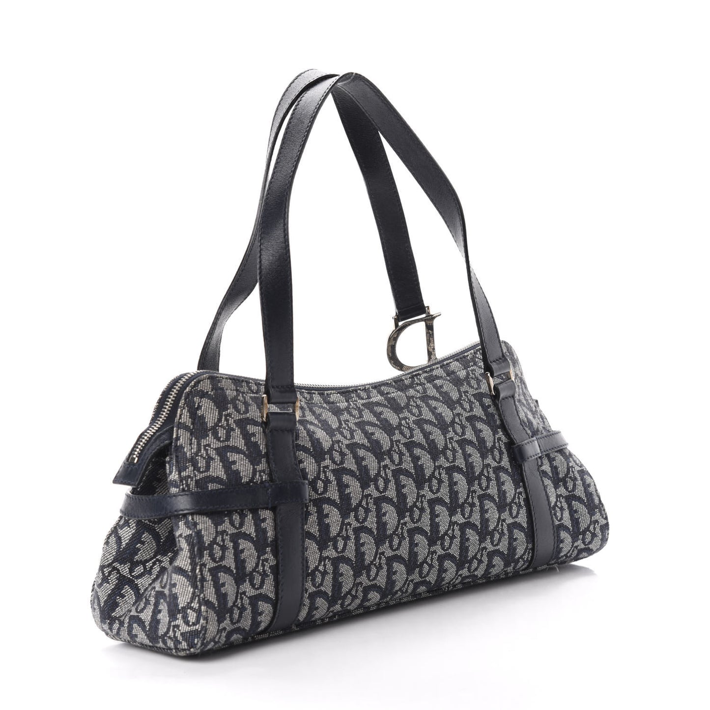 Denim Monogram Charms Shoulder Bag Blue