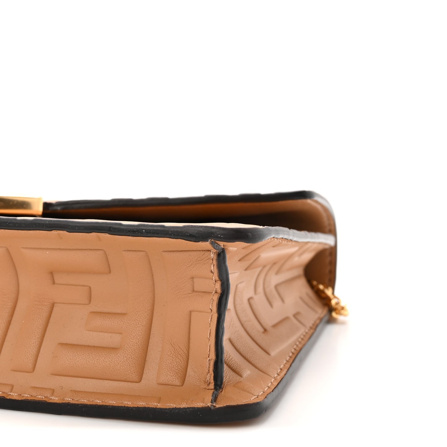 Vitello Ceylon Bi-Color FF 1974 Embossed FF Diamonds Chain Wallet Miele Scuro