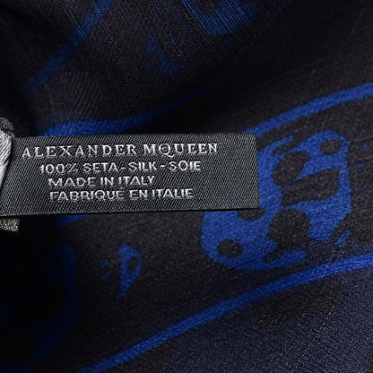 Alexander McQueen Silk Chiffon Skull Scarf Blue 7 of 8