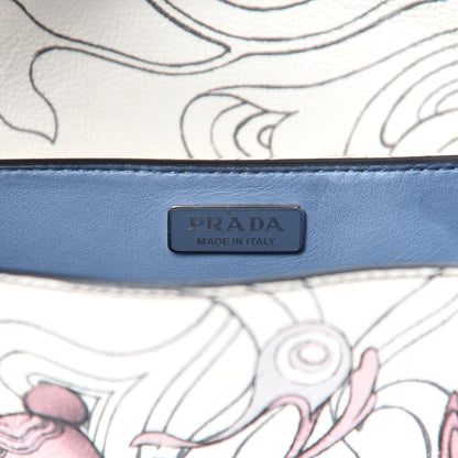 Prada X JAMES JEAN Glace Calfskin Rabbit Print Cahier Bag Opaline 10 of 11