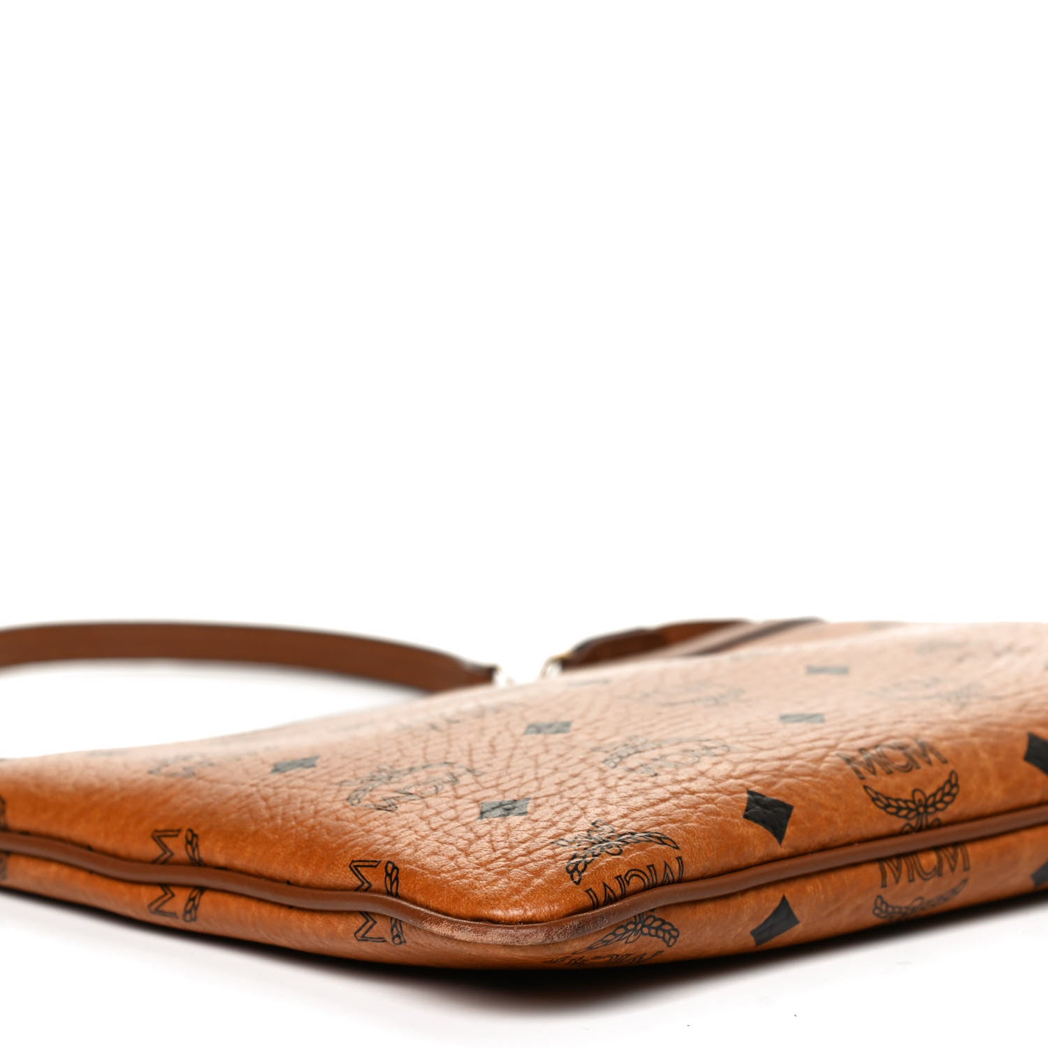 MCM Visetos Liz Shopper Tote Pouch Cognac 9 of 12