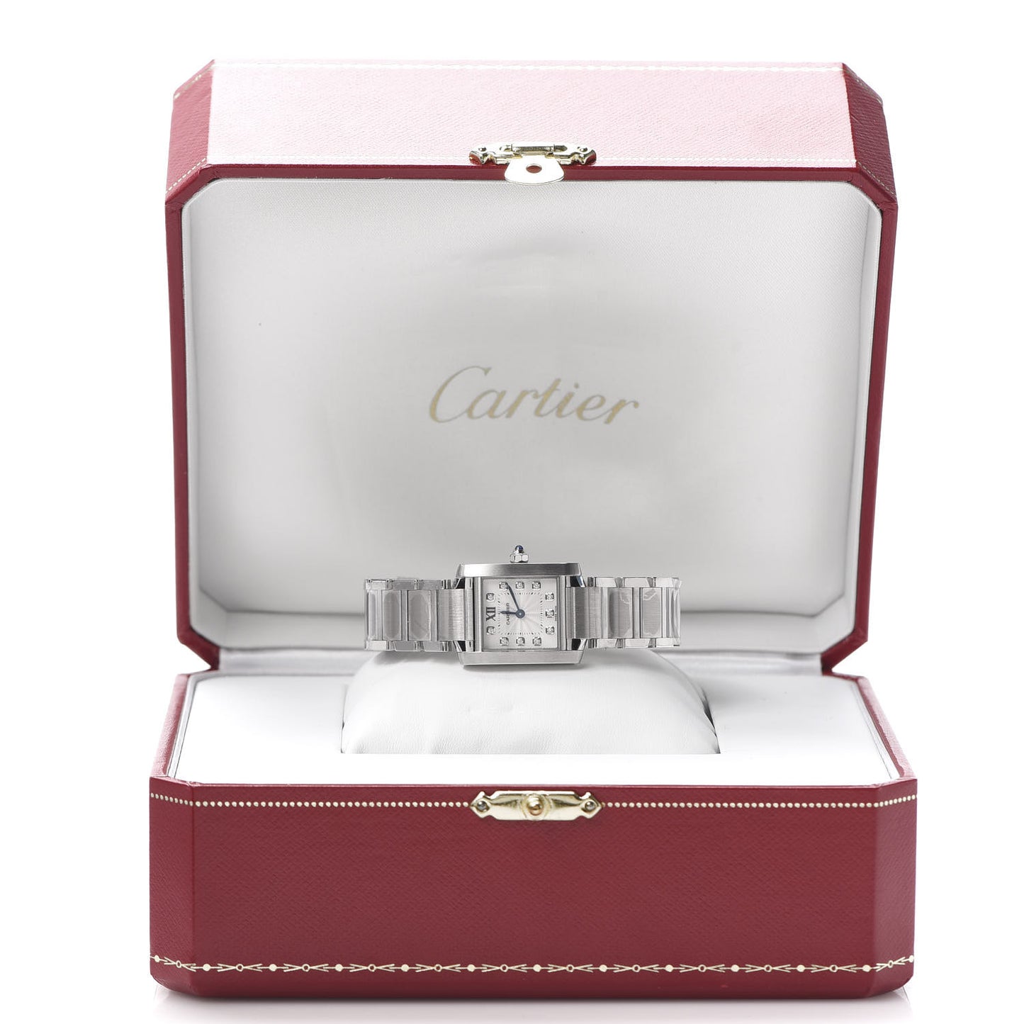 Stainless Steel Diamond 20mm Tank Francaise Quartz Watch