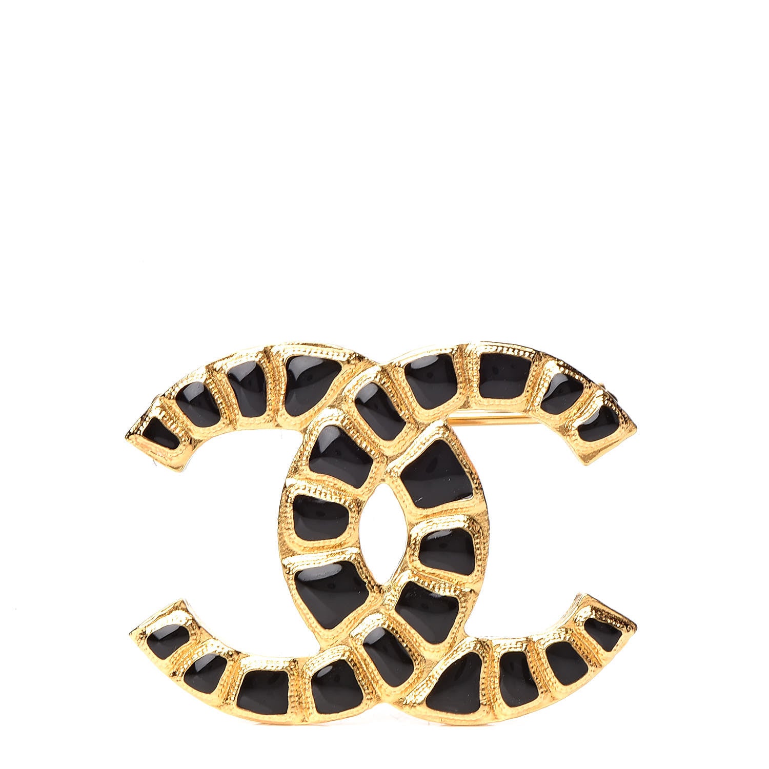 Chanel Gripoix Poured Glass Along The Nile CC Brooch Black Gold 1 of 5