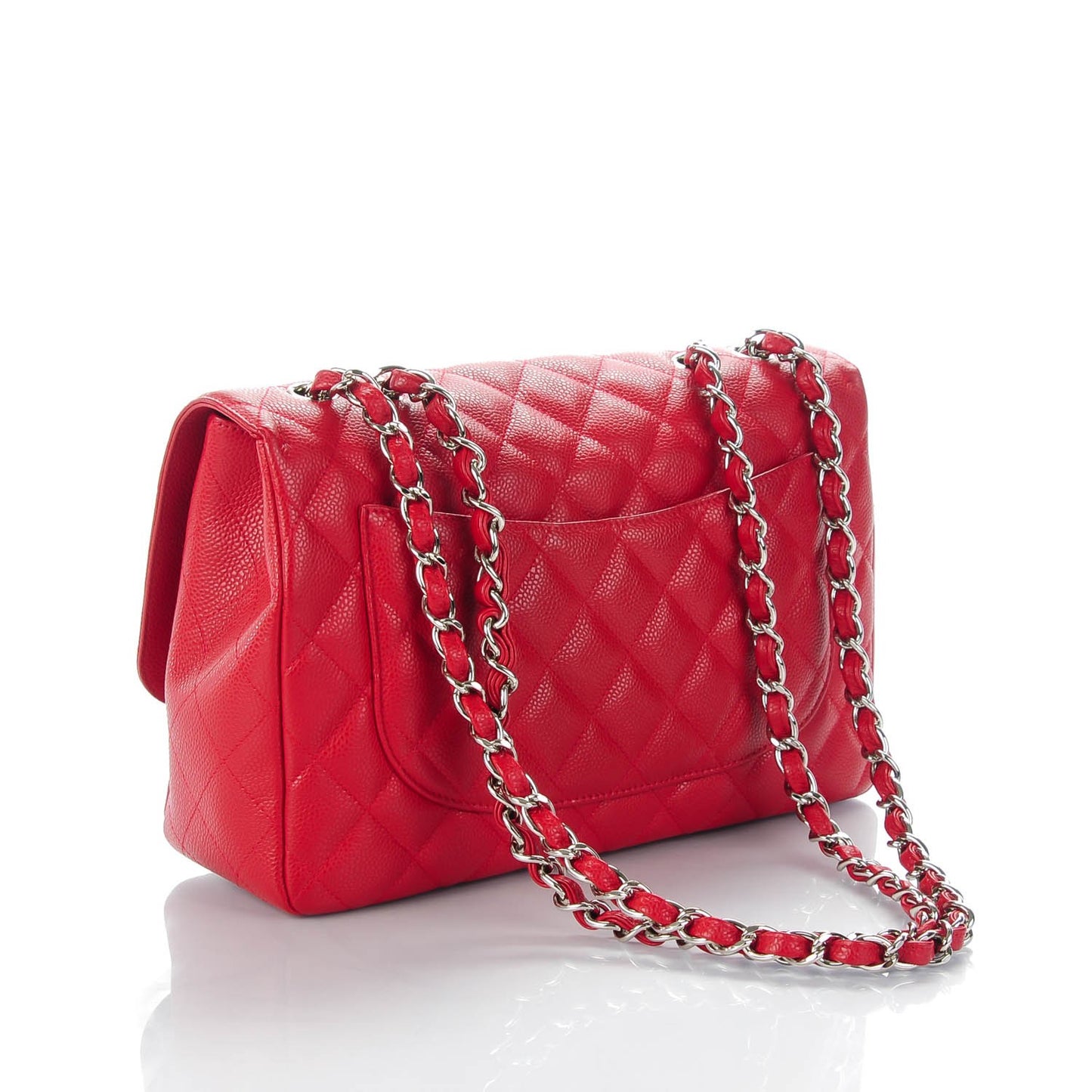 Caviar Quilted Jumbo Single Flap Red