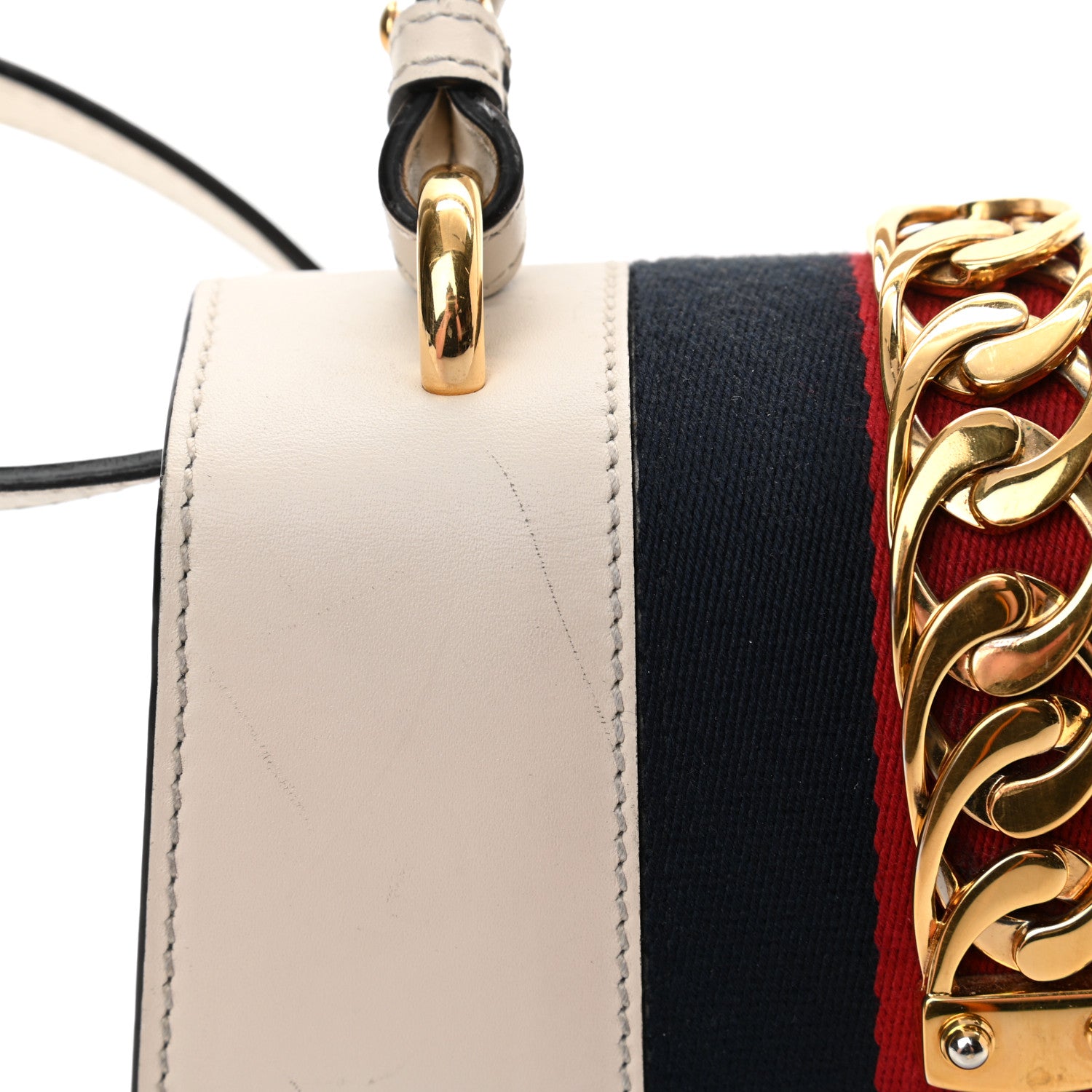 Gucci Calfskin Mini Sylvie Top Handle Bag White 15 of 21