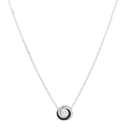 Cartier 18K White Gold Black Ceramic Diamond Small Trinity Pendant Necklace 1 of 6