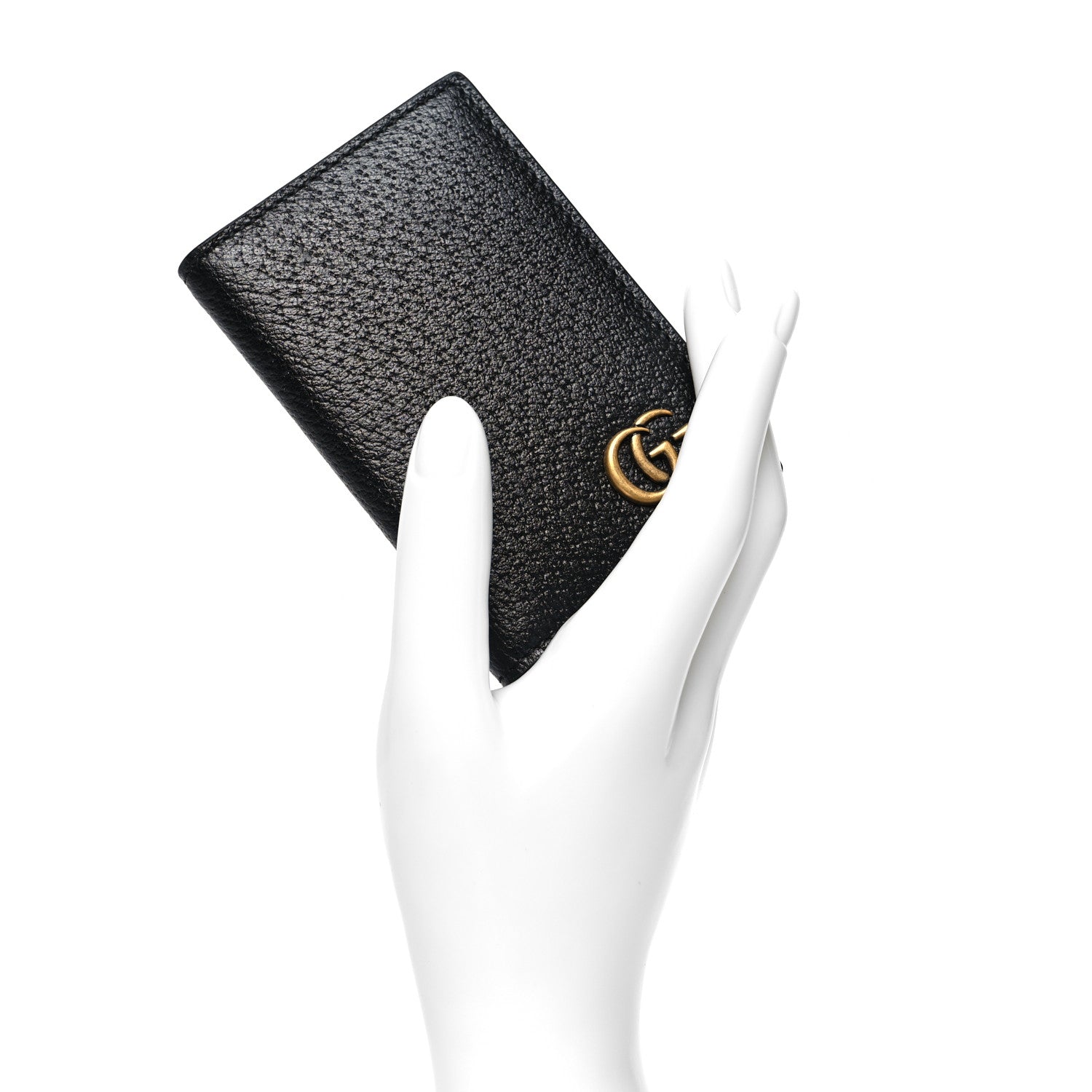 Gucci Calfskin Boar Effect GG Marmont Card Case Black 2 of 9