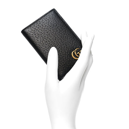 Gucci Calfskin Boar Effect GG Marmont Card Case Black 2 of 9
