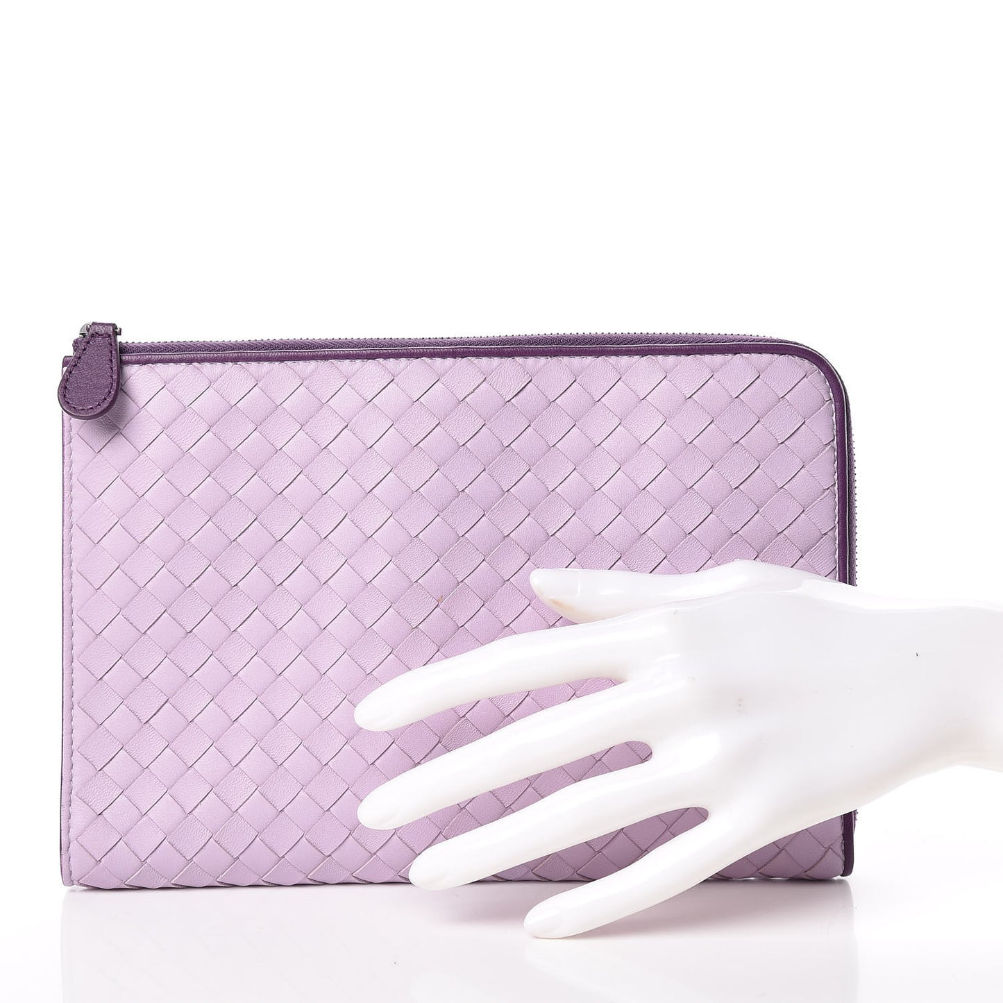 Nappa Intrecciato Flat Zip Pouch Parme Monalisa