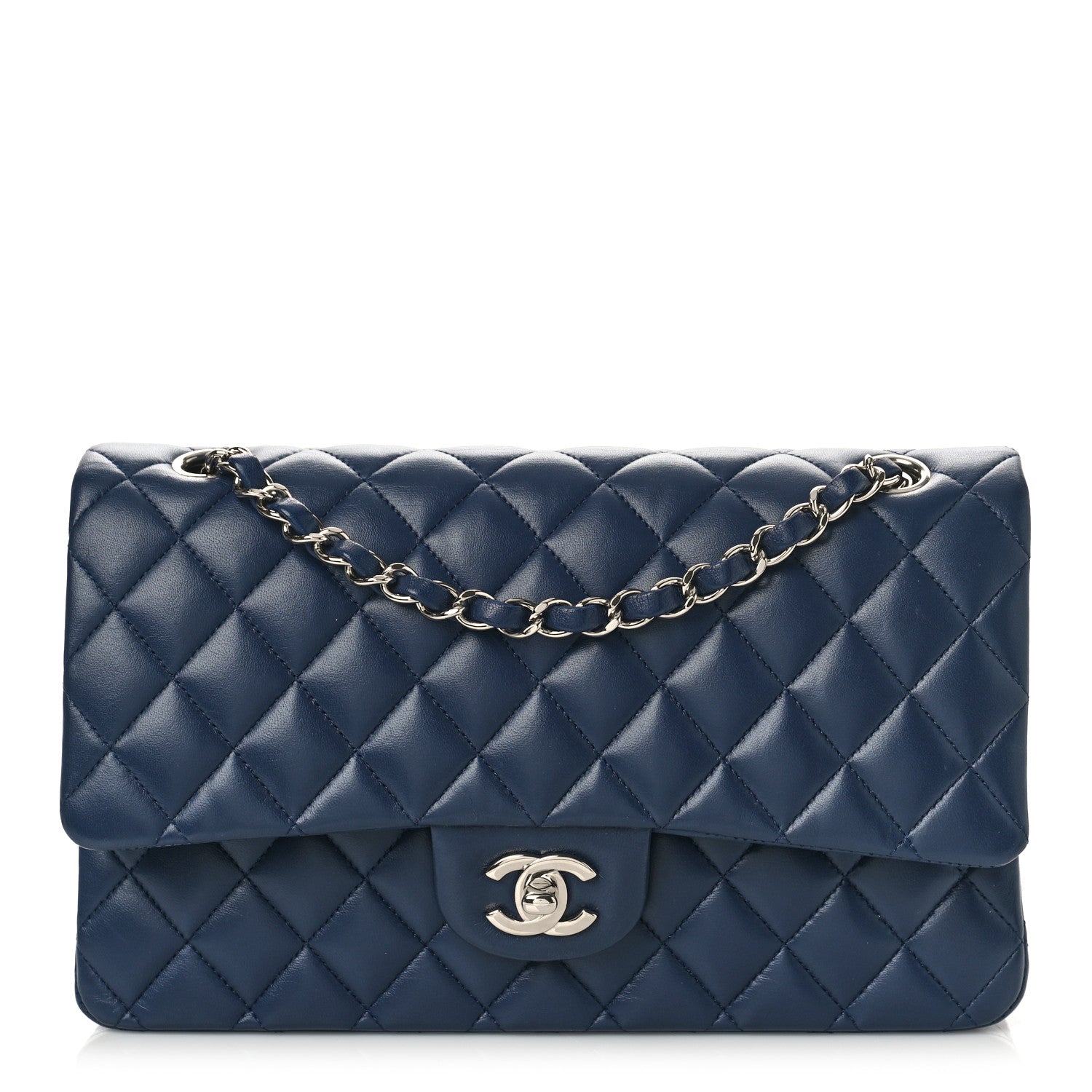 Chanel Lambskin Quilted Medium Double Flap Navy 1 of 9